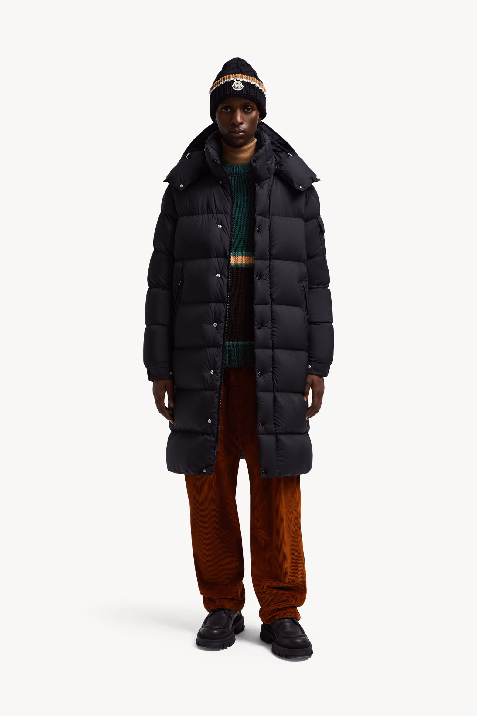 Doudoune longue Hanoverian à capuche Hommes Noir Moncler 0